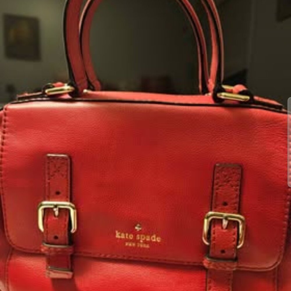 Women's Red Leather Kate Spade Crossbody Handbag